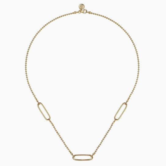 14K Yellow Gold Bujukan Bead Link Station Necklace