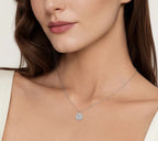 Sterling Silver Paw Print Diamond Medallion Necklace