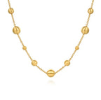 14K Yellow Gold Satin Bujukan Ball Station Necklace