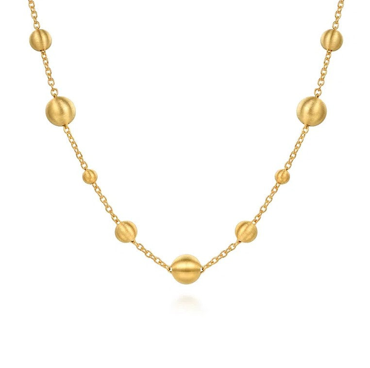 14K Yellow Gold Satin Bujukan Ball Station Necklace