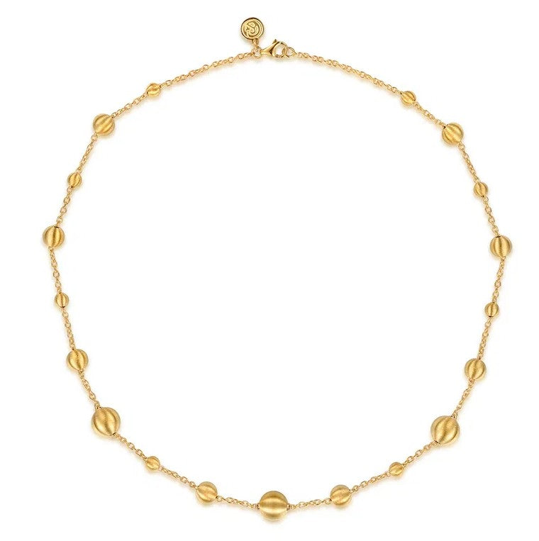 14K Yellow Gold Satin Bujukan Ball Station Necklace