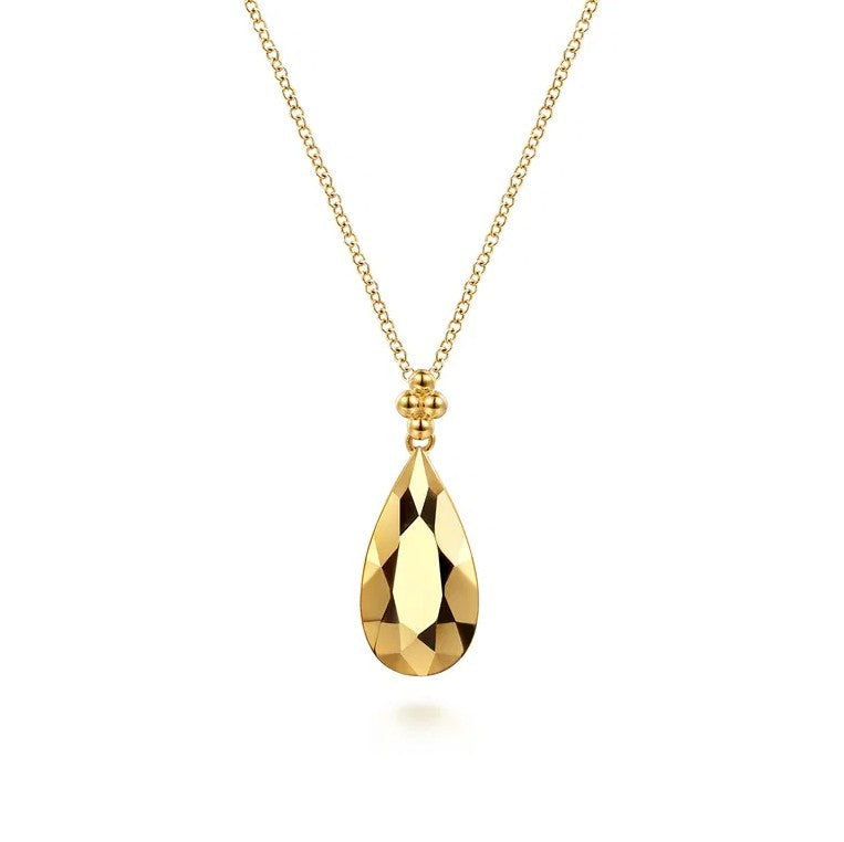 14K Yellow Gold Bujukan Clover Drop Pendant Necklace
