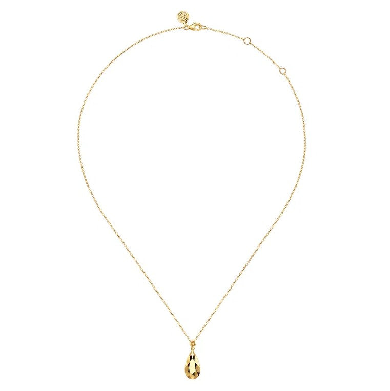14K Yellow Gold Bujukan Clover Drop Pendant Necklace