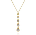 Two Tone 14K White & Yellow Gold Diamond Drop Necklace