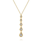 Two Tone 14K White & Yellow Gold Diamond Drop Necklace