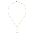 Two Tone 14K White & Yellow Gold Diamond Drop Necklace