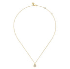 Two Tone 14K Yellow & White Gold Diamond Drop Pendant Necklace
