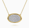 Two Tone 14K Gold Diamond Oval Necklace