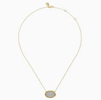 Two Tone 14K Gold Diamond Oval Necklace