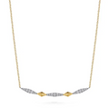 14K Yellow & White Gold Diamond Kite Bar Necklace