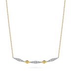 14K Yellow & White Gold Diamond Kite Bar Necklace