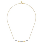14K Yellow & White Gold Diamond Kite Bar Necklace