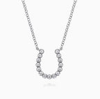 14K White Gold Diamond Horseshoe Necklace
