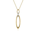 14K Yellow & White Gold Oval Diamond Drop Necklace