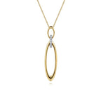14K Yellow & White Gold Oval Diamond Drop Necklace