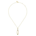 14K Yellow & White Gold Oval Diamond Drop Necklace