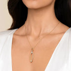 14K Yellow & White Gold Oval Diamond Drop Necklace