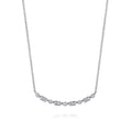 14K White Gold Alternating Diamond Bezel Bar Necklace