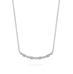 14K White Gold Alternating Diamond Bezel Bar Necklace