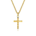 14K Yellow Gold Faceted Cross Pendant With Cable Chain