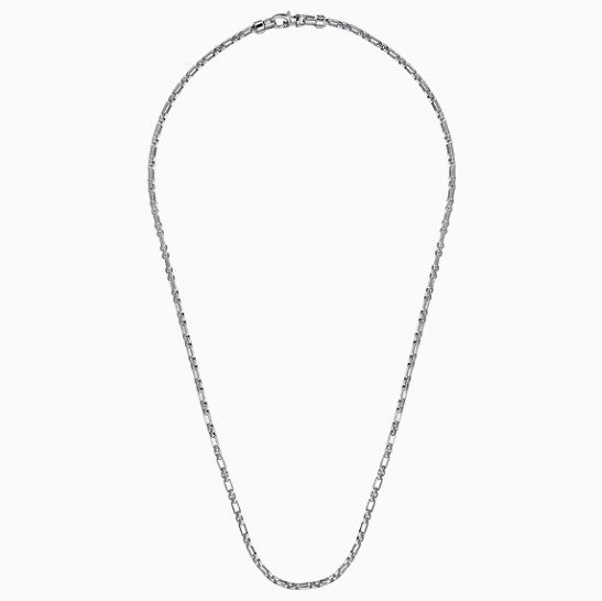 Sterling Silver Solid Rectangluar Figaro Chain