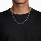 Sterling Silver Solid Rectangluar Figaro Chain