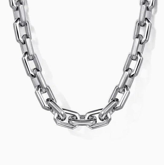 Sterling Silver Solid Faceted Link Chain Bracelet