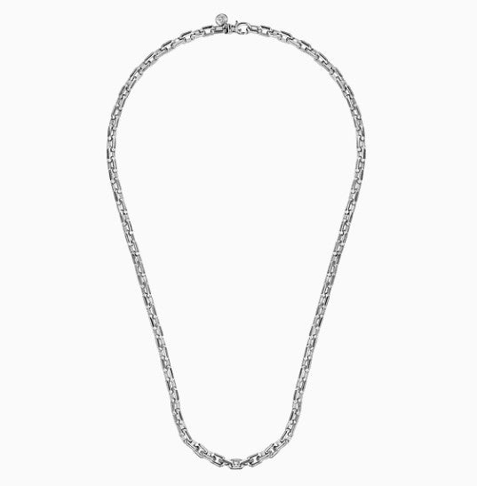 Sterling Silver Solid Faceted Link Chain Bracelet