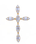 14K Gold Diamond Baguette Cross Pnedant