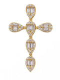 14K Yellow Gold Diamond Cross Pendant With Chain
