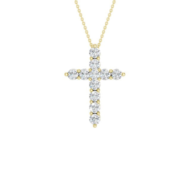 14K Yellow Gold Lab Grown Diamond Cross Pendant