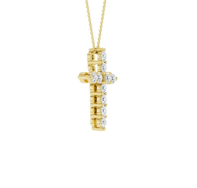 14K Yellow Gold Lab Grown Diamond Cross Pendant