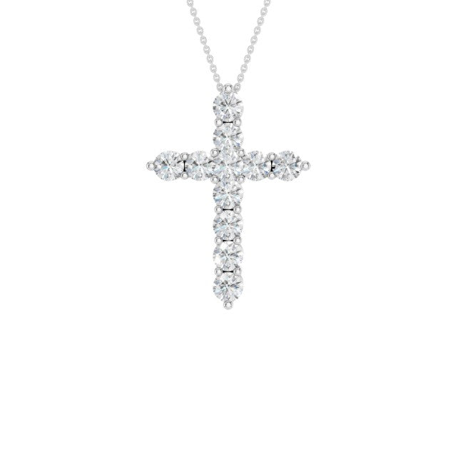 14K White Gold Lab Grown Diamond Cross Pendant