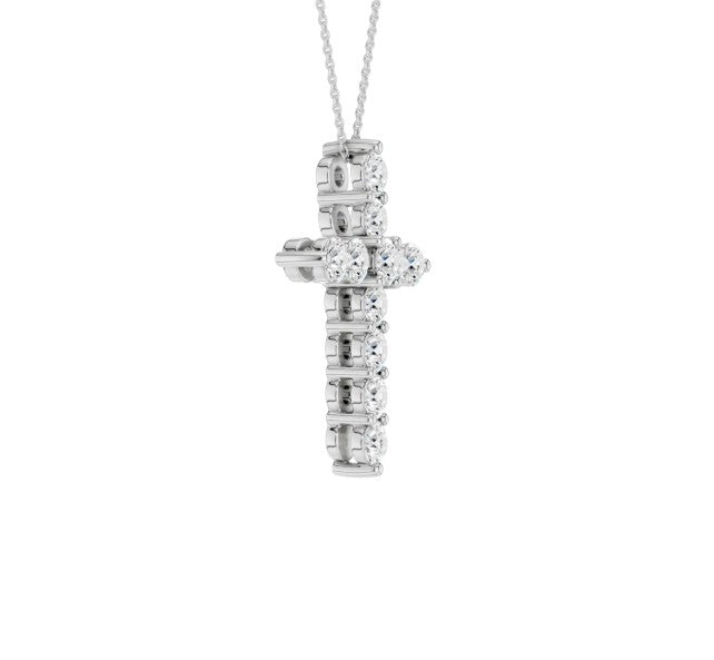 14K White Gold Lab Grown Diamond Cross Pendant