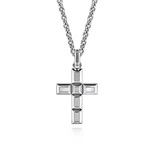 Sterling Silver Geometric Cross Pendant