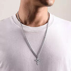 Sterling Silver Geometric Cross Pendant