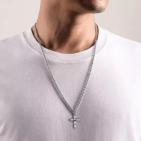 Sterling Silver Geometric Cross Pendant