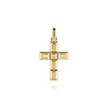 14K Yellow Gold Rectangular Station Gold Cross Pendant