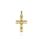 14K Yellow Gold Rectangular Station Gold Cross Pendant