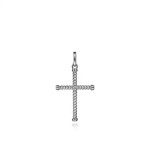 Sterling Silver Twisted Rope Cross Pendant