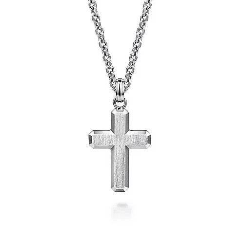 Sterling Silver Brushed Cross Pendant