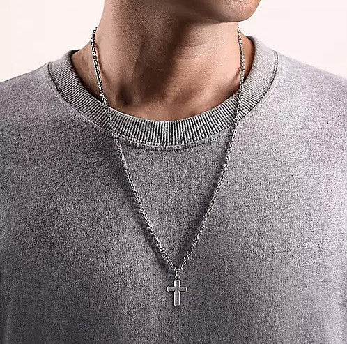 Sterling Silver Brushed Cross Pendant