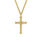 14K Yellow Gold Twisted Rope Cross Pendant