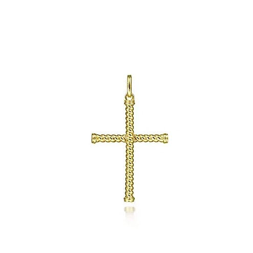 14K Yellow Gold Twisted Rope Gold Cross Pendant