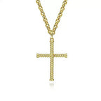 14K Yellow Gold Twisted Rope Gold Cross Pendant