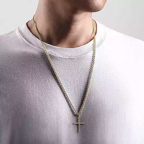 14K Yellow Gold Twisted Rope Gold Cross Pendant