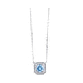 10K White Gold Blue Topaz Diamond Halo Necklace