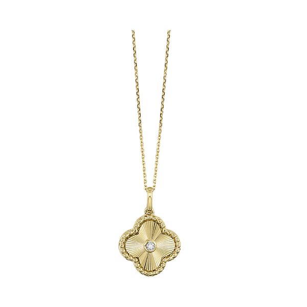 10K Yellow Gold Fluted Clover Necklace