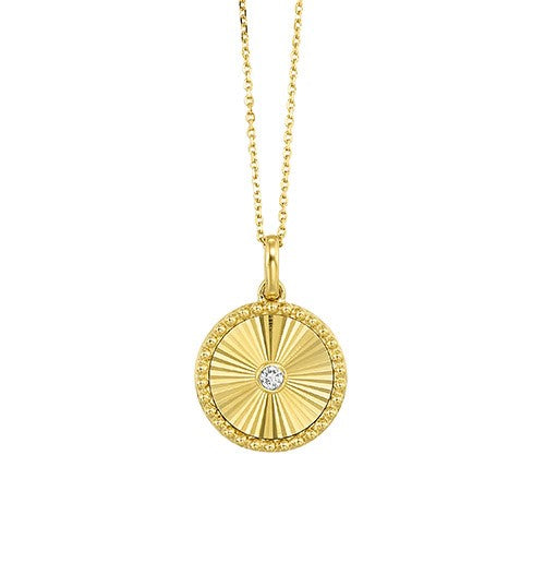 10K Yellow Gold Fluted Medallion Necklace