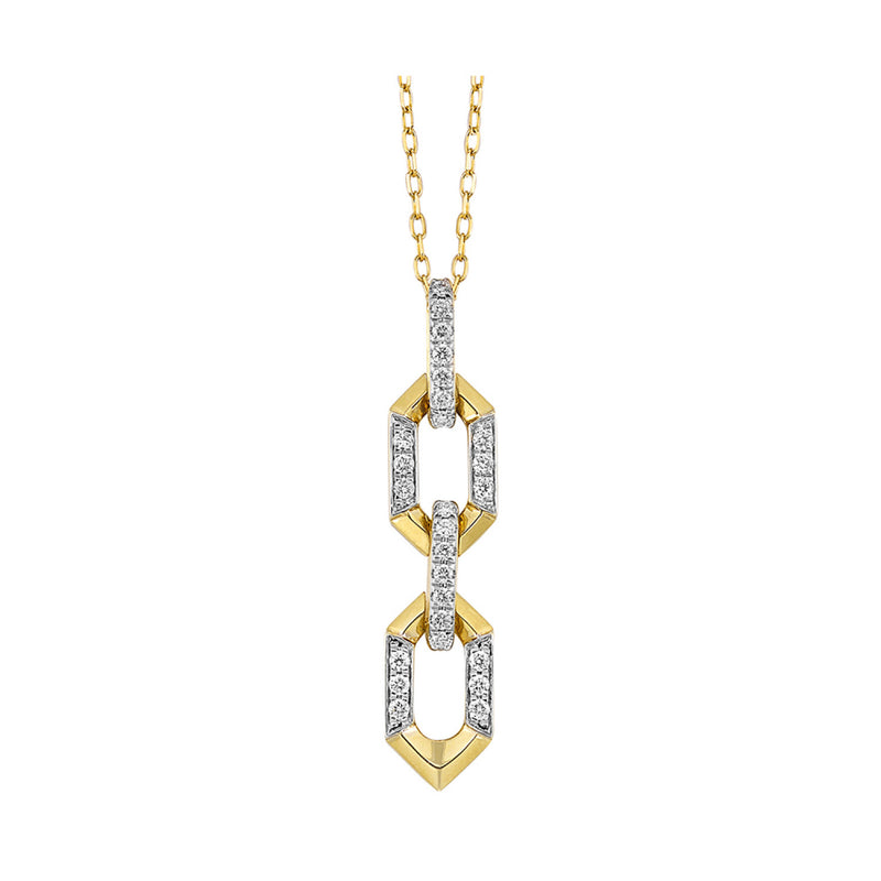 14K Yellow Gold Drop Diamond Necklace
